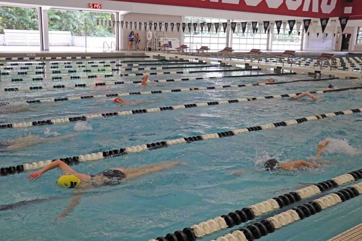 Swimmers and coaches alike are eager to improve the campers’ technique, skill and speed. Coach Nils Wich-Glasen said the highlight of camp for him is, “seeing the smiles of the kids when they’re really starting to make good improvements.” He cited one particular swimmer’s experience, describing how in one morning, the camper went from thinking they didn’t know how to do breaststroke to making “really big steps” after the drill work.